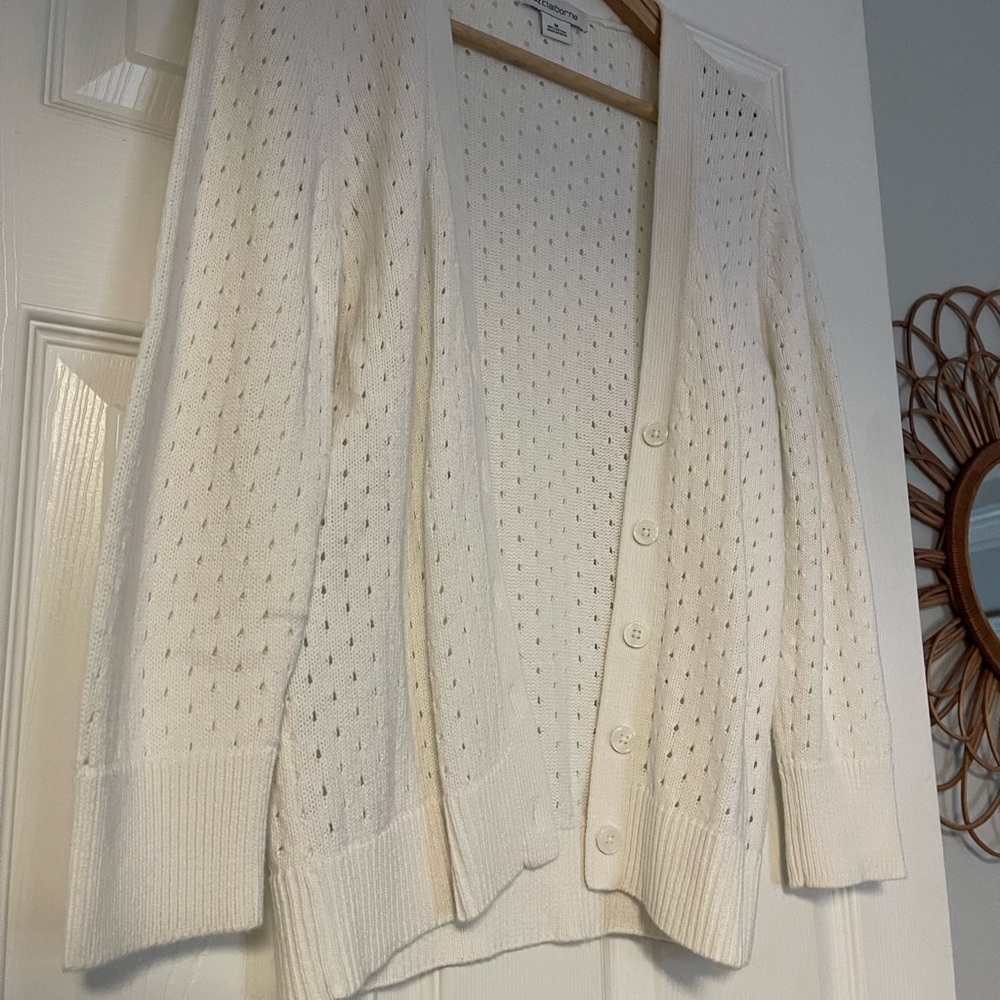 Liz Claiborne White Eyelet Cardigan - Picture 5 of 6